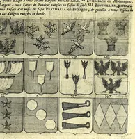 Picture 43 of 105 from La vraye et parfaite science des armoiries, ou, L'Indice armorial de feu maistre Louuan Geliot ... : apprenant et expliquant sommairement les mots & figures dont on se sert au blason des armoiries, & l'origine d'icelles : augmenté de nombre de termes & enrichy de grande multitude d'exemples des armes des familles tant françoise qu'estrangeres, des institutions, des ordres & de leurs colliers, des marques des dignités & charges, des ornemens des escus, de l'office des roys, des herauds, & des poursuiuans d'armes, & autres curiosités despendantes des armoiries ... (1664), leaf 303