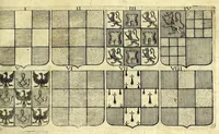 Picture 46 of 105 from La vraye et parfaite science des armoiries, ou, L'Indice armorial de feu maistre Louuan Geliot ... : apprenant et expliquant sommairement les mots & figures dont on se sert au blason des armoiries, & l'origine d'icelles : augmenté de nombre de termes & enrichy de grande multitude d'exemples des armes des familles tant françoise qu'estrangeres, des institutions, des ordres & de leurs colliers, des marques des dignités & charges, des ornemens des escus, de l'office des roys, des herauds, & des poursuiuans d'armes, & autres curiosités despendantes des armoiries ... (1664), leaf 327