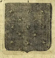 Picture 53 of 105 from La vraye et parfaite science des armoiries, ou, L'Indice armorial de feu maistre Louuan Geliot ... : apprenant et expliquant sommairement les mots & figures dont on se sert au blason des armoiries, & l'origine d'icelles : augmenté de nombre de termes & enrichy de grande multitude d'exemples des armes des familles tant françoise qu'estrangeres, des institutions, des ordres & de leurs colliers, des marques des dignités & charges, des ornemens des escus, de l'office des roys, des herauds, & des poursuiuans d'armes, & autres curiosités despendantes des armoiries ... (1664), leaf 363
