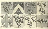 Picture 67 of 105 from La vraye et parfaite science des armoiries, ou, L'Indice armorial de feu maistre Louuan Geliot ... : apprenant et expliquant sommairement les mots & figures dont on se sert au blason des armoiries, & l'origine d'icelles : augmenté de nombre de termes & enrichy de grande multitude d'exemples des armes des familles tant françoise qu'estrangeres, des institutions, des ordres & de leurs colliers, des marques des dignités & charges, des ornemens des escus, de l'office des roys, des herauds, & des poursuiuans d'armes, & autres curiosités despendantes des armoiries ... (1664), leaf 470