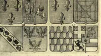 Picture 2 of 105 from La vraye et parfaite science des armoiries, ou, L'Indice armorial de feu maistre Louuan Geliot ... : apprenant et expliquant sommairement les mots & figures dont on se sert au blason des armoiries, & l'origine d'icelles : augmenté de nombre de termes & enrichy de grande multitude d'exemples des armes des familles tant françoise qu'estrangeres, des institutions, des ordres & de leurs colliers, des marques des dignités & charges, des ornemens des escus, de l'office des roys, des herauds, & des poursuiuans d'armes, & autres curiosités despendantes des armoiries ... (1664), leaf 49