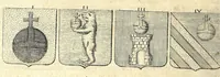 Picture 72 of 105 from La vraye et parfaite science des armoiries, ou, L'Indice armorial de feu maistre Louuan Geliot ... : apprenant et expliquant sommairement les mots & figures dont on se sert au blason des armoiries, & l'origine d'icelles : augmenté de nombre de termes & enrichy de grande multitude d'exemples des armes des familles tant françoise qu'estrangeres, des institutions, des ordres & de leurs colliers, des marques des dignités & charges, des ornemens des escus, de l'office des roys, des herauds, & des poursuiuans d'armes, & autres curiosités despendantes des armoiries ... (1664), leaf 508