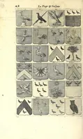 Picture 74 of 105 from La vraye et parfaite science des armoiries, ou, L'Indice armorial de feu maistre Louuan Geliot ... : apprenant et expliquant sommairement les mots & figures dont on se sert au blason des armoiries, & l'origine d'icelles : augmenté de nombre de termes & enrichy de grande multitude d'exemples des armes des familles tant françoise qu'estrangeres, des institutions, des ordres & de leurs colliers, des marques des dignités & charges, des ornemens des escus, de l'office des roys, des herauds, & des poursuiuans d'armes, & autres curiosités despendantes des armoiries ... (1664), leaf 522