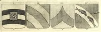 An illustration from La vraye et parfaite science des armoiries, ou, L'Indice armorial de feu maistre Louuan Geliot ... : apprenant et expliquant sommairement les mots & figures dont on se sert au blason des armoiries, & l'origine d'icelles : augmenté de nombre de termes & enrichy de grande multitude d'exemples des armes des familles tant françoise qu'estrangeres, des institutions, des ordres & de leurs colliers, des marques des dignités & charges, des ornemens des escus, de l'office des roys, des herauds, & des poursuiuans d'armes, & autres curiosités despendantes des armoiries ... (1664)
