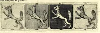 Picture 89 of 105 from La vraye et parfaite science des armoiries, ou, L'Indice armorial de feu maistre Louuan Geliot ... : apprenant et expliquant sommairement les mots & figures dont on se sert au blason des armoiries, & l'origine d'icelles : augmenté de nombre de termes & enrichy de grande multitude d'exemples des armes des familles tant françoise qu'estrangeres, des institutions, des ordres & de leurs colliers, des marques des dignités & charges, des ornemens des escus, de l'office des roys, des herauds, & des poursuiuans d'armes, & autres curiosités despendantes des armoiries ... (1664), leaf 609