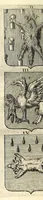 An illustration from La vraye et parfaite science des armoiries, ou, L'Indice armorial de feu maistre Louuan Geliot ... : apprenant et expliquant sommairement les mots & figures dont on se sert au blason des armoiries, & l'origine d'icelles : augmenté de nombre de termes & enrichy de grande multitude d'exemples des armes des familles tant françoise qu'estrangeres, des institutions, des ordres & de leurs colliers, des marques des dignités & charges, des ornemens des escus, de l'office des roys, des herauds, & des poursuiuans d'armes, & autres curiosités despendantes des armoiries ... (1664)