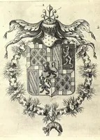 An illustration from La vraye et parfaite science des armoiries, ou, L'Indice armorial de feu maistre Louuan Geliot ... : apprenant et expliquant sommairement les mots & figures dont on se sert au blason des armoiries, & l'origine d'icelles : augmenté de nombre de termes & enrichy de grande multitude d'exemples des armes des familles tant françoise qu'estrangeres, des institutions, des ordres & de leurs colliers, des marques des dignités & charges, des ornemens des escus, de l'office des roys, des herauds, & des poursuiuans d'armes, & autres curiosités despendantes des armoiries ... (1664)