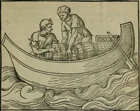 An illustration from Lazari Bayfii annotationes in L.II. : De captivis, et postliminio reversis. in qvibvs tractatvr de re navali : eivsdem annotationes in tractatum de auro & argeto leg. quibus, vestimentoru, & vasculorum genera explicantur. Antonii Thylesii de coloribus libellus, à coloribus vestium non alienus (1536)