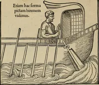 An illustration from Lazari Bayfii annotationes in L.II. : De captivis, et postliminio reversis. in qvibvs tractatvr de re navali : eivsdem annotationes in tractatum de auro & argeto leg. quibus, vestimentoru, & vasculorum genera explicantur. Antonii Thylesii de coloribus libellus, à coloribus vestium non alienus (1536)