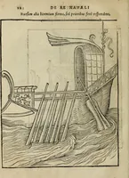 An illustration from Lazari Bayfii annotationes in legem II : De captiuis & postliminio reuersis, in quibus tractatur De re nauali, per autorem recognitæ : eivsdem annotationes in tractatum De auro & argento legato, quibus vestimẽtoru ̃& vasculorũ genera explicat̃ur : his omnibus imagines ab antiquissimis monumentis desumptas ad argumenti declaratione ̃subiunximus. Item Antonii Thylesii De coloribus libellus, à coloribus uestium non alienus (1537)