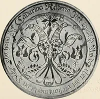An illustration from Lead glazed pottery. Part first (common clays): plain glazed, sgraffito and slip-decorated wares (1907)