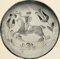 An illustration from Lead glazed pottery. Part first (common clays): plain glazed, sgraffito and slip-decorated wares (1907)