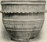 An illustration from Lead glazed pottery. Part first (common clays): plain glazed, sgraffito and slip-decorated wares (1907)