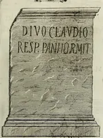 An illustration from Le antiche iscrizioni di Palermo : raccolte, e spiegate sotto gli auspizi dell'eccellentissimo Senato palermitano, grande di Spagna di prima classe (1762)