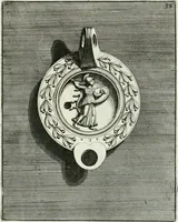 Picture 74 of 113 from Le antiche lucerne sepolcrali figurate : raccolte dalle caue sotterranee e grotte di Roma, nelle quali si contengono molte erudite memorie (1691), leaf 182
