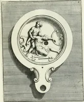 An illustration from Le antiche lucerne sepolcrali figurate : raccolte dalle caue sotterranee e grotte di Roma, nelle quali si contengono molte erudite memorie (1691)