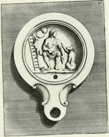 Picture 98 of 113 from Le antiche lucerne sepolcrali figurate : raccolte dalle caue sotterranee e grotte di Roma, nelle quali si contengono molte erudite memorie (1691), leaf 250