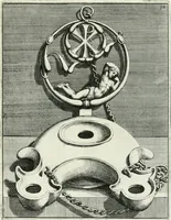 An illustration from Le antiche lucerne sepolcrali figurate : raccolte dalle caue sotterranee e grotte di Roma, nelle quali si contengono molte erudite memorie (1691)