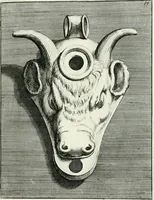 An illustration from Le antiche lucerne sepolcrali figurate : raccolte dalle caue sotterranee e grotte di Roma, nelle quali si contengono molte erudite memorie (1691)