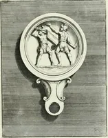 An illustration from Le antiche lucerne sepolcrali figurate : raccolte dalle caue sotterranee e grotte di Roma, nelle quali si contengono molte erudite memorie (1691)