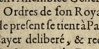 An illustration from Le Cayer general des remonstrances qve L'Vniversité de Paris a dress é, : pour presenter au roy nostre souuerain Seigneur, en l'Assemblee generale des trois ordres de son Royaume, qui de present se tient à Paris: iceluy Cayer deliberé, & receu tant du Recteur, que des doyens & docteurs des facultez, & des procureurs des nations, en la congregation solemnelle de ladicte vniuersité tenué aux mathurins, le 13. decembre . 1614. Le tout suiuant l'arrest du Conseil priué. (1615)