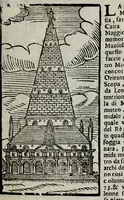 An illustration from Le cose marauigliose dell' alma citta di Roma : doue si tratta delle chiese, stationi, reliquie & corpi santi : et di diuersi maritaggi di pouere zitelle, che si fanno : con la guida romana, che insegna facilmente a' forastieri di ritrouare le cose più notabili di Roma : i nomi de' sommi pontefici, imperatori & altri principi christiani : con le principali poste d'Italia : di nuo[u]o corrette, ampliate & ornate di bellissime figure : con vn' aggiunta di tutte le cose fatte da Clemente VIII. e da Paolo V. fel. mem. : le sette merauiglie del mondo, & altre cose notabili (1636)