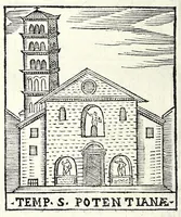 Picture 44 of 55 from Le cose maravigliose dell'alma città di Roma : dove si veggono il movimento delle guglie, & gli acquedutti per condurre l'Acqua Felice, le ample e commode strade, fatte à beneficio publico dal santissimo Sisto V. P.O.M. : et si tratta delle chiese, rappresentate in disegno da Gieronimo Francino, con le stationi, & reliquie de' corpi santi che vi sono, et vn trattato del modo d'acquistare l'indulgenze : la guida romana, che insegna facilmente à i forastieri à ritrouare le più notabili cose di Roma : li nomi de i sommi pontefici, imperatori, & altri principi christiani : il numero delle parrocchie & compagnie che sono in Roma : l'antichità di Roma, breuemente raccolta : & vn discorso sopra li fuochi de gli antichi (1588), leaf 114
