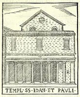 Picture 52 of 55 from Le cose maravigliose dell'alma città di Roma : dove si veggono il movimento delle guglie, & gli acquedutti per condurre l'Acqua Felice, le ample e commode strade, fatte à beneficio publico dal santissimo Sisto V. P.O.M. : et si tratta delle chiese, rappresentate in disegno da Gieronimo Francino, con le stationi, & reliquie de' corpi santi che vi sono, et vn trattato del modo d'acquistare l'indulgenze : la guida romana, che insegna facilmente à i forastieri à ritrouare le più notabili cose di Roma : li nomi de i sommi pontefici, imperatori, & altri principi christiani : il numero delle parrocchie & compagnie che sono in Roma : l'antichità di Roma, breuemente raccolta : & vn discorso sopra li fuochi de gli antichi (1588), leaf 131