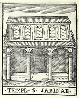 Picture 53 of 55 from Le cose maravigliose dell'alma città di Roma : dove si veggono il movimento delle guglie, & gli acquedutti per condurre l'Acqua Felice, le ample e commode strade, fatte à beneficio publico dal santissimo Sisto V. P.O.M. : et si tratta delle chiese, rappresentate in disegno da Gieronimo Francino, con le stationi, & reliquie de' corpi santi che vi sono, et vn trattato del modo d'acquistare l'indulgenze : la guida romana, che insegna facilmente à i forastieri à ritrouare le più notabili cose di Roma : li nomi de i sommi pontefici, imperatori, & altri principi christiani : il numero delle parrocchie & compagnie che sono in Roma : l'antichità di Roma, breuemente raccolta : & vn discorso sopra li fuochi de gli antichi (1588), leaf 136