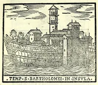 Picture 9 of 55 from Le cose maravigliose dell'alma città di Roma : dove si veggono il movimento delle guglie, & gli acquedutti per condurre l'Acqua Felice, le ample e commode strade, fatte à beneficio publico dal santissimo Sisto V. P.O.M. : et si tratta delle chiese, rappresentate in disegno da Gieronimo Francino, con le stationi, & reliquie de' corpi santi che vi sono, et vn trattato del modo d'acquistare l'indulgenze : la guida romana, che insegna facilmente à i forastieri à ritrouare le più notabili cose di Roma : li nomi de i sommi pontefici, imperatori, & altri principi christiani : il numero delle parrocchie & compagnie che sono in Roma : l'antichità di Roma, breuemente raccolta : & vn discorso sopra li fuochi de gli antichi (1588), leaf 39