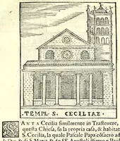 Picture 10 of 55 from Le cose maravigliose dell'alma città di Roma : dove si veggono il movimento delle guglie, & gli acquedutti per condurre l'Acqua Felice, le ample e commode strade, fatte à beneficio publico dal santissimo Sisto V. P.O.M. : et si tratta delle chiese, rappresentate in disegno da Gieronimo Francino, con le stationi, & reliquie de' corpi santi che vi sono, et vn trattato del modo d'acquistare l'indulgenze : la guida romana, che insegna facilmente à i forastieri à ritrouare le più notabili cose di Roma : li nomi de i sommi pontefici, imperatori, & altri principi christiani : il numero delle parrocchie & compagnie che sono in Roma : l'antichità di Roma, breuemente raccolta : & vn discorso sopra li fuochi de gli antichi (1588), leaf 41
