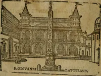 Picture 7 of 48 from Le cose maravigliose di Roma : cioè, chiese, e luoghi pij, con la delineatione dell'edificio, loro historia, ornamenti, pitture, e sculture, co'l nome de' pittori e scultori che l'han fatte : cimiterij, reliquie, corpi santi, stationi, & indulgenze che vi sono ... : la guida romana, che insegna a' forastieri di trouar facilmente le sudette cose ; i nomi de' sommi pontefici, imperatori, rè & altri prencipi christiani : le sette famose marauiglie del mondo : con le poste principali d'Italia & altre cose notabili (1640), leaf 5