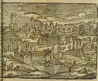 An illustration from Le cose maravigliose di Roma : cioè, chiese, e luoghi pij, con la delineatione dell'edificio, loro historia, ornamenti, pitture, e sculture, co'l nome de' pittori e scultori che l'han fatte : cimiterij, reliquie, corpi santi, stationi, & indulgenze che vi sono ... : la guida romana, che insegna a' forastieri di trouar facilmente le sudette cose ; i nomi de' sommi pontefici, imperatori, rè & altri prencipi christiani : le sette famose marauiglie del mondo : con le poste principali d'Italia & altre cose notabili (1640)