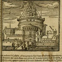 Picture 26 of 48 from Le cose maravigliose di Roma : cioè, chiese, e luoghi pij, con la delineatione dell'edificio, loro historia, ornamenti, pitture, e sculture, co'l nome de' pittori e scultori che l'han fatte : cimiterij, reliquie, corpi santi, stationi, & indulgenze che vi sono ... : la guida romana, che insegna a' forastieri di trouar facilmente le sudette cose ; i nomi de' sommi pontefici, imperatori, rè & altri prencipi christiani : le sette famose marauiglie del mondo : con le poste principali d'Italia & altre cose notabili (1640), leaf 72
