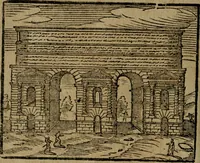 Picture 33 of 48 from Le cose maravigliose di Roma : cioè, chiese, e luoghi pij, con la delineatione dell'edificio, loro historia, ornamenti, pitture, e sculture, co'l nome de' pittori e scultori che l'han fatte : cimiterij, reliquie, corpi santi, stationi, & indulgenze che vi sono ... : la guida romana, che insegna a' forastieri di trouar facilmente le sudette cose ; i nomi de' sommi pontefici, imperatori, rè & altri prencipi christiani : le sette famose marauiglie del mondo : con le poste principali d'Italia & altre cose notabili (1640), leaf 79