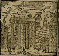Picture 37 of 48 from Le cose maravigliose di Roma : cioè, chiese, e luoghi pij, con la delineatione dell'edificio, loro historia, ornamenti, pitture, e sculture, co'l nome de' pittori e scultori che l'han fatte : cimiterij, reliquie, corpi santi, stationi, & indulgenze che vi sono ... : la guida romana, che insegna a' forastieri di trouar facilmente le sudette cose ; i nomi de' sommi pontefici, imperatori, rè & altri prencipi christiani : le sette famose marauiglie del mondo : con le poste principali d'Italia & altre cose notabili (1640), leaf 83