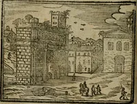 Picture 42 of 48 from Le cose maravigliose di Roma : cioè, chiese, e luoghi pij, con la delineatione dell'edificio, loro historia, ornamenti, pitture, e sculture, co'l nome de' pittori e scultori che l'han fatte : cimiterij, reliquie, corpi santi, stationi, & indulgenze che vi sono ... : la guida romana, che insegna a' forastieri di trouar facilmente le sudette cose ; i nomi de' sommi pontefici, imperatori, rè & altri prencipi christiani : le sette famose marauiglie del mondo : con le poste principali d'Italia & altre cose notabili (1640), leaf 89