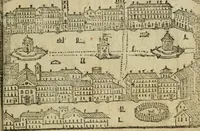 Picture 47 of 48 from Le cose maravigliose di Roma : cioè, chiese, e luoghi pij, con la delineatione dell'edificio, loro historia, ornamenti, pitture, e sculture, co'l nome de' pittori e scultori che l'han fatte : cimiterij, reliquie, corpi santi, stationi, & indulgenze che vi sono ... : la guida romana, che insegna a' forastieri di trouar facilmente le sudette cose ; i nomi de' sommi pontefici, imperatori, rè & altri prencipi christiani : le sette famose marauiglie del mondo : con le poste principali d'Italia & altre cose notabili (1640), leaf 94