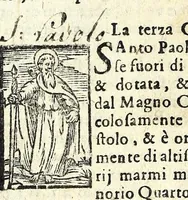 Picture 3 of 6 from Le cose maravigliose dell'alma citta di Roma : doue si tratta delle chiese, stationi, & reliquie de'corpi santi, che vi sono : con vn trattato d'acquistar l'indulgentie : la guida romana che insegna facilmente a i forastieri a ritrouare le più notabil cose di Roma : li nomi de i sommi pontefici, imperatori, & altri principi christiani : l'antichità di Roma breuemente raccolta : et vn discorso sopra i fuochi de gli antichi : con le poste d'Italia : tutti nuouamente purgati, & corretti (1585), leaf 12