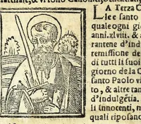 An illustration from Le cose maravigliose de l'alma citta di Roma : con il nome de le reliq[u]e, stationi, & indulgentie, che di giorno in giorno in tutte le chiese di essa sono : aggiuntoui di nuouo la vera descrittione de li sommi põtefici, de l'imperadori, de li re di Franza, di Spagna, & di Napoli, de li Dogi di Vinetia, & de li Duchi di Milano (1542)