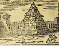 An illustration from Le cose merauigliose dell'alma città di Roma : doue si tratta delle chiese, stationi, reliquie corpi santi, che vi sono, e diuersi maritaggi di pouere zitelle, che si fanno : con la guida romana, che insegna facilmente à forastieri di ritrouare le cose più notabili di Roma : li nomi de' sommi pontefici, imperatori, & altri principi christiani, con le principali poste d'Italia : con aggiunta d'altre cose sacre da Clemente VIII, Paolo V, Vrbano VIII, Innocentio X & Alessandro VII : con le sette merauiglie del mondo, & altre cose notabili (1666)