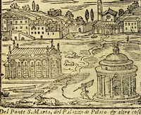 Picture 21 of 43 from Le cose merauigliose dell'alma città di Roma : doue si tratta delle chiese, stationi, reliquie corpi santi, che vi sono, e diuersi maritaggi di pouere zitelle, che si fanno : con la guida romana, che insegna facilmente à forastieri di ritrouare le cose più notabili di Roma : li nomi de' sommi pontefici, imperatori, & altri principi christiani, con le principali poste d'Italia : con aggiunta d'altre cose sacre da Clemente VIII, Paolo V, Vrbano VIII, Innocentio X & Alessandro VII : con le sette merauiglie del mondo, & altre cose notabili (1666), leaf 76