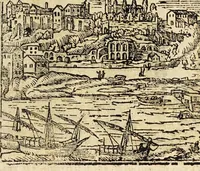 An illustration from Le cose merauigliose dell'alma città di Roma : doue si tratta delle chiese, stationi, reliquie corpi santi, che vi sono, e diuersi maritaggi di pouere zitelle, che si fanno : con la guida romana, che insegna facilmente à forastieri di ritrouare le cose più notabili di Roma : li nomi de' sommi pontefici, imperatori, & altri principi christiani, con le principali poste d'Italia : con aggiunta d'altre cose sacre da Clemente VIII, Paolo V, Vrbano VIII, Innocentio X & Alessandro VII : con le sette merauiglie del mondo, & altre cose notabili (1666)