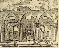 Picture 29 of 43 from Le cose merauigliose dell'alma città di Roma : doue si tratta delle chiese, stationi, reliquie corpi santi, che vi sono, e diuersi maritaggi di pouere zitelle, che si fanno : con la guida romana, che insegna facilmente à forastieri di ritrouare le cose più notabili di Roma : li nomi de' sommi pontefici, imperatori, & altri principi christiani, con le principali poste d'Italia : con aggiunta d'altre cose sacre da Clemente VIII, Paolo V, Vrbano VIII, Innocentio X & Alessandro VII : con le sette merauiglie del mondo, & altre cose notabili (1666), leaf 85