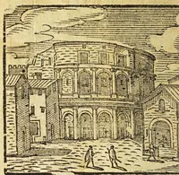 Picture 35 of 43 from Le cose merauigliose dell'alma città di Roma : doue si tratta delle chiese, stationi, reliquie corpi santi, che vi sono, e diuersi maritaggi di pouere zitelle, che si fanno : con la guida romana, che insegna facilmente à forastieri di ritrouare le cose più notabili di Roma : li nomi de' sommi pontefici, imperatori, & altri principi christiani, con le principali poste d'Italia : con aggiunta d'altre cose sacre da Clemente VIII, Paolo V, Vrbano VIII, Innocentio X & Alessandro VII : con le sette merauiglie del mondo, & altre cose notabili (1666), leaf 92