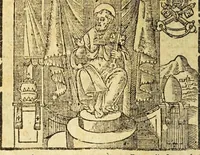 An illustration from Le cose merauigliose dell'alma città di Roma : doue si tratta delle chiese, stationi, reliquie corpi santi, che vi sono, e diuersi maritaggi di pouere zitelle, che si fanno : con la guida romana, che insegna facilmente à forastieri di ritrouare le cose più notabili di Roma : li nomi de' sommi pontefici, imperatori, & altri principi christiani, con le principali poste d'Italia : con aggiunta d'altre cose sacre da Clemente VIII, Paolo V, Vrbano VIII, Innocentio X & Alessandro VII : con le sette merauiglie del mondo, & altre cose notabili (1666)