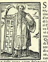 An illustration from Le cose meravigliose dell'alma città di Roma : dove si tratta delle chiese, stationi, & reliquie de'corpi santi, che vi sono : con vn trattato del modo d'acquistar l'indulgentie, la guida romana, che insegna facilmente à forastieri di ritrouare le più notabili cose di Roma : i nomi de'som. pontefici, imperatori, & altri principi christiani, et di novo corretto et ampliato con le cose notabili fatte da papa Sisto V (1591)