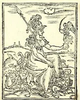 An illustration from Le cose meravigliose dell'alma città di Roma : dove si tratta delle chiese, stationi, & reliquie de'corpi santi, che vi sono : con vn trattato del modo d'acquistar l'indulgentie, la guida romana, che insegna facilmente à forastieri di ritrouare le più notabili cose di Roma : i nomi de'som. pontefici, imperatori, & altri principi christiani, et di novo corretto et ampliato con le cose notabili fatte da papa Sisto V (1591)