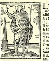 An illustration from Le cose meravigliose dell'alma città di Roma : dove si tratta delle chiese, stationi, & reliquie de'corpi santi, che vi sono : con vn trattato del modo d'acquistar l'indulgentie, la guida romana, che insegna facilmente à forastieri di ritrouare le più notabili cose di Roma : i nomi de'som. pontefici, imperatori, & altri principi christiani, et di novo corretto et ampliato con le cose notabili fatte da papa Sisto V (1591)