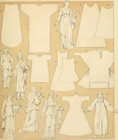 An illustration from Le costume historique. Cinq cents planches, trois cents en couleurs, or et argent, deux cents en camaieu. Types principaux du vêtement et de la parure, rapprochés de ceux de l'intérieur de l'habitation dans tous les temps et chez tous les peuples, avec de nombreux détails sur le mobilier, les armes, les objets usuels, les moyens de transport, etc (1888)